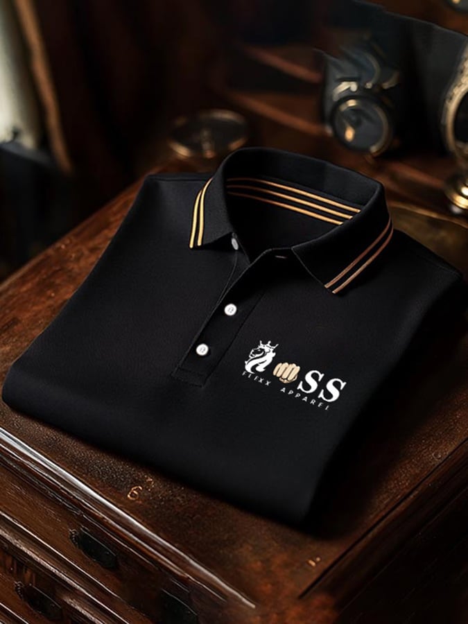 District Seven Men's Business Casual Printed Polo Shirt