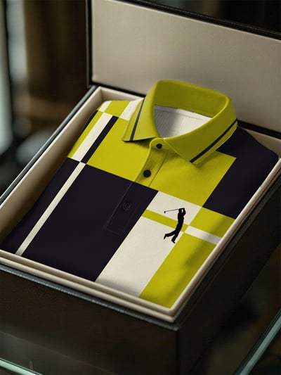 District Seven Men's Business Style Print Polo Shirt