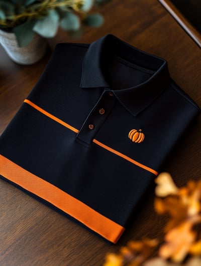 District Seven Men's Business Casual Halloween Art Button Short Sleeve Polo Shirt